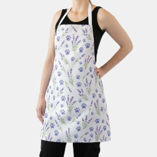Watercolor Lavender and Paw Prints Apron