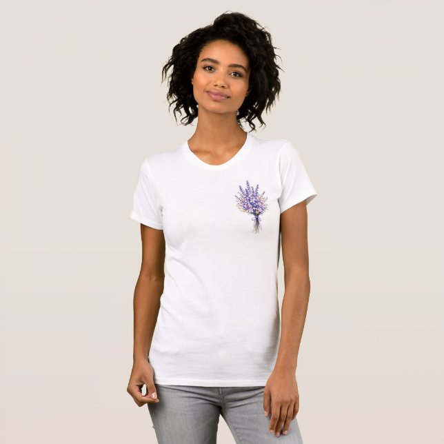Watercolor Lavender and Wildflower Bouquet T-Shirt (Front Full)