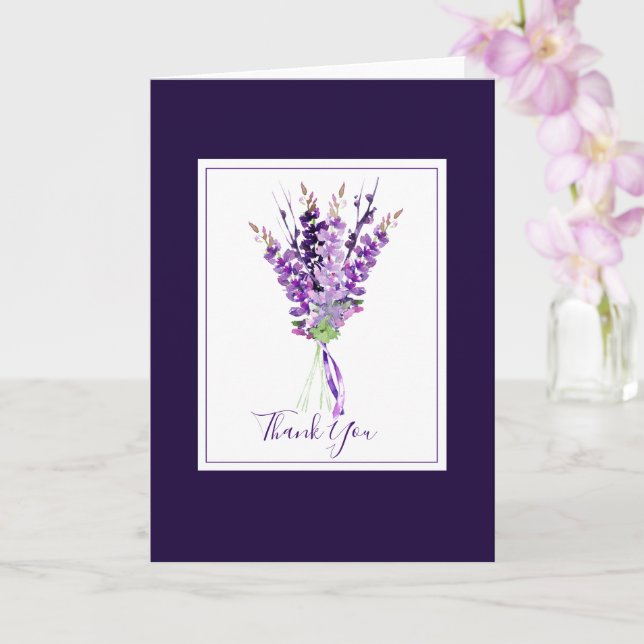 Watercolor Lavender Bouquet Card (Orchid)