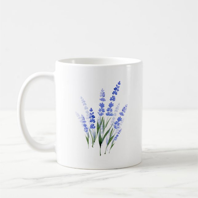 Watercolor Lavender Bouquet Coffee Mug (Left)