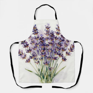 Watercolor Lavender Bouquet Floral Apron