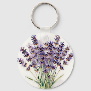 Watercolor Lavender Bouquet Floral Key Ring