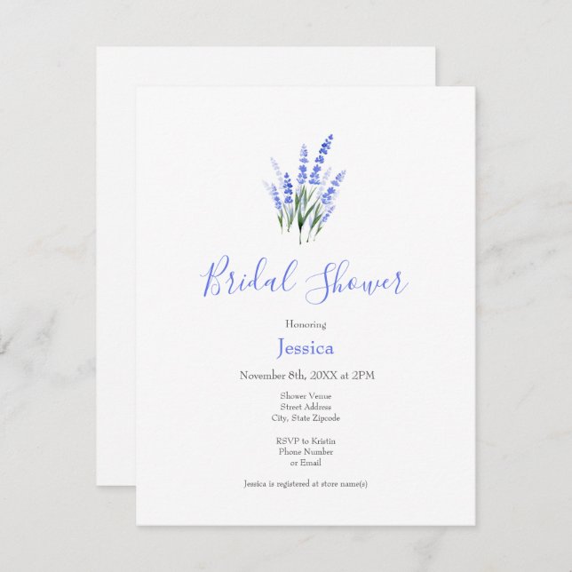 Watercolor Lavender Bouquet Invitation (Front/Back)