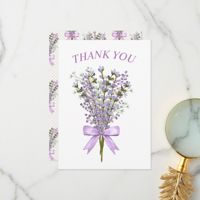 Watercolor Lavender Bouquet Thank You  (Front/Back In Situ)