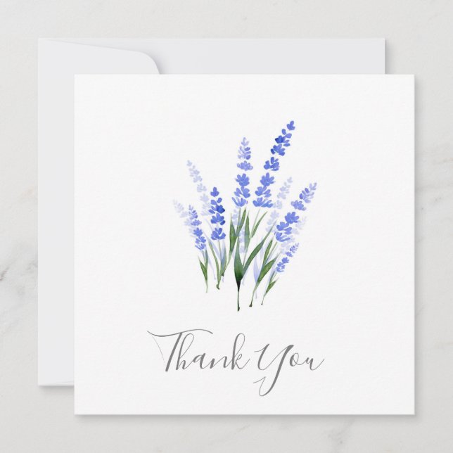 Watercolor Lavender Bouquet Thank You Card (Front)