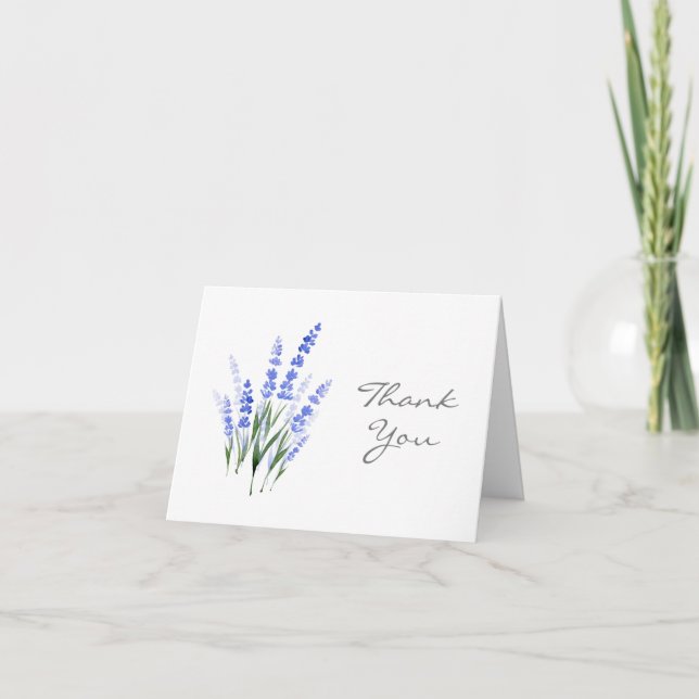 Watercolor Lavender Bouquet Thank You Card (Front)