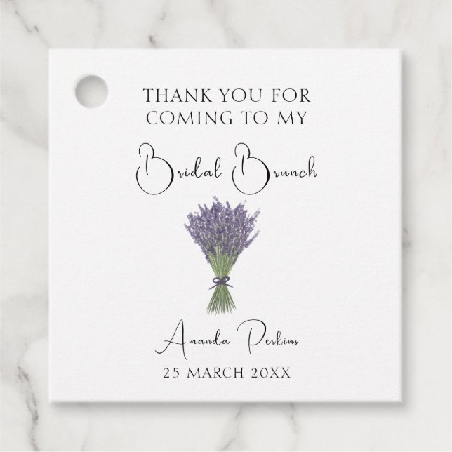 Watercolor Lavender Bridal Brunch Thank You Favour Tags (Front)
