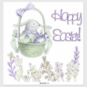Watercolor Lavender Easter Bunny White or Clear