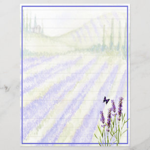 Watercolor lavender field