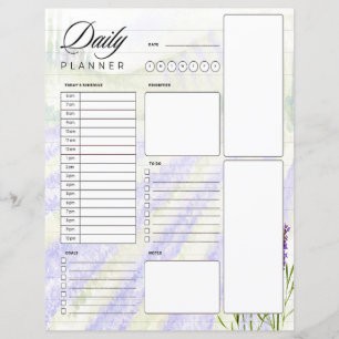 Watercolor lavender field daily planner