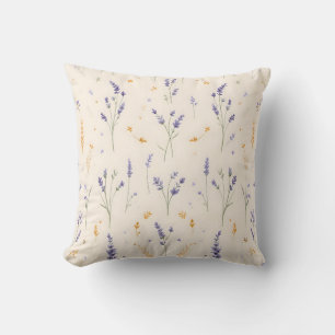 Watercolor Lavender Field Floral Pattern Cushion