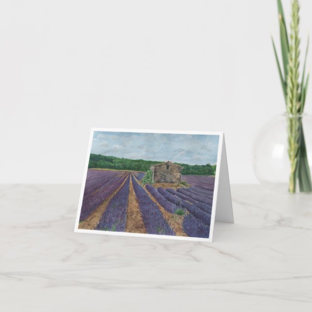 Watercolor Lavender Field Greeting Note Card  (Front)