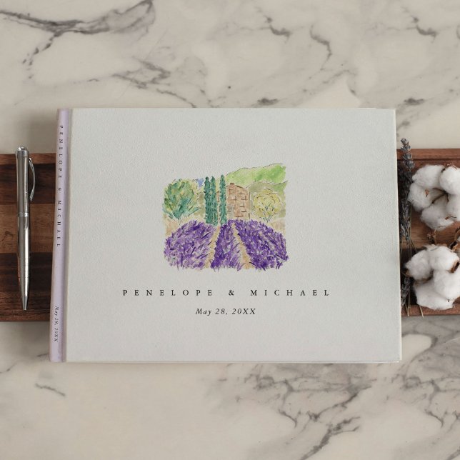 Watercolor Lavender Fields  Guest Book (Watercolor Lavender Fields Guest Book)