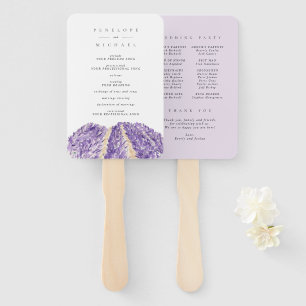 Watercolor Lavender Fields Wedding Program Hand Fan