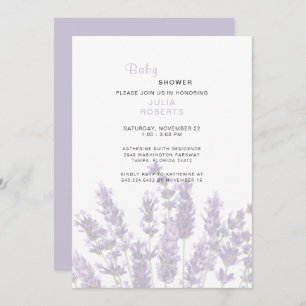 Watercolor Lavender Floral Baby Shower Invitation