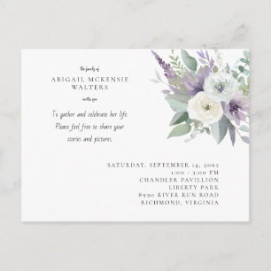 Watercolor Lavender  Floral Celebration of Life Postcard