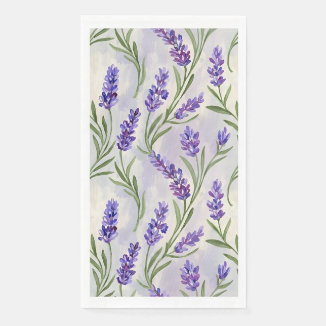  Watercolor Lavender Floral Seamless Pattern Napkin (Front)