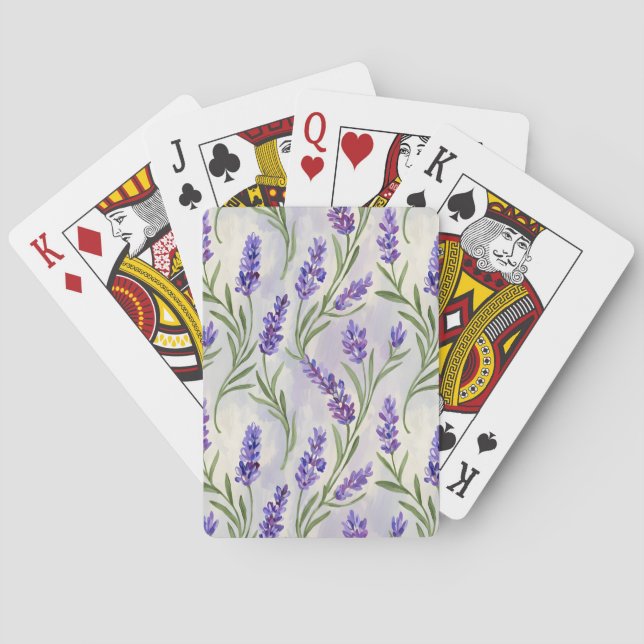  Watercolor Lavender Floral Seamless Pattern Playing Cards (Back)