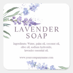 Watercolor Lavender Floral Soap Square Sticker