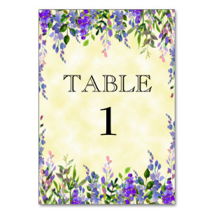 Watercolor Lavender Floral Yellow Place Card