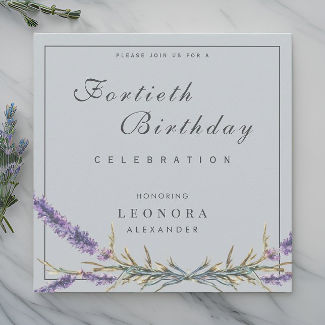 Watercolor Lavender Flower ANY Milestone Birthday Invitation (Creator Uploaded)