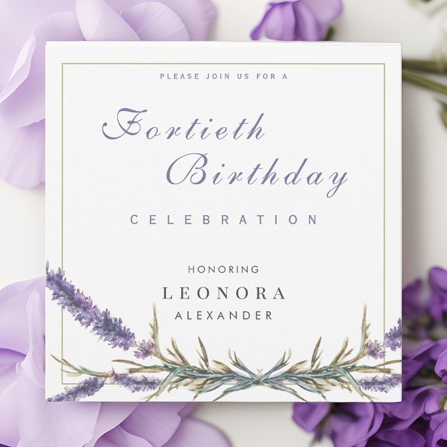 Watercolor Lavender Flower ANY Milestone Birthday Invitation (Creator Uploaded)