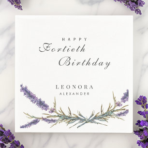 Watercolor Lavender Flower ANY Milestone Birthday Napkin