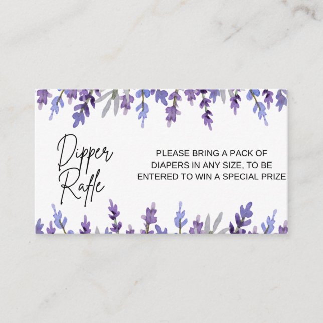 Watercolor Lavender Flower Dipper Raffle Card (Front)