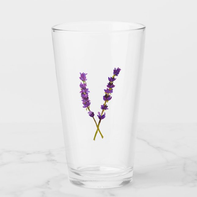 Watercolor lavender flower glass (Front)