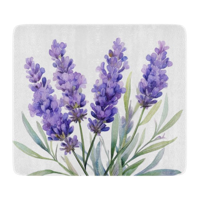 Watercolor Lavender Flowers Cutting Board (Front)