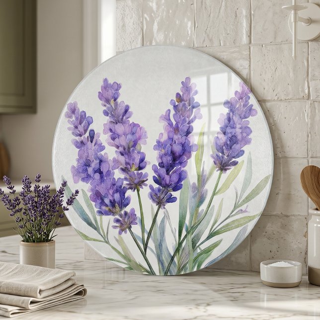 Watercolor Lavender Flowers Cutting Board (Creator Uploaded)