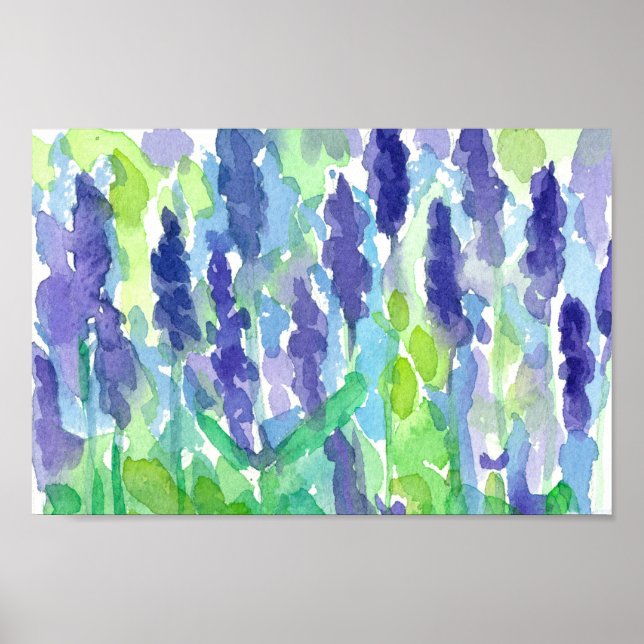 Watercolor Lavender Flowers Painting Poster (Front)