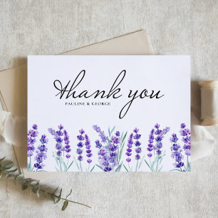 Watercolor Lavender  Flowers Spring Wedding Thank You Card