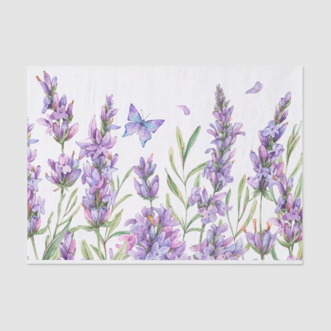 Watercolor Lavender Flowers   Tissue Paper (Front)