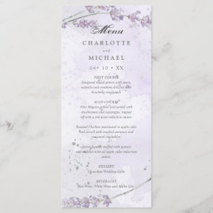 Watercolor lavender flowers wedding menu