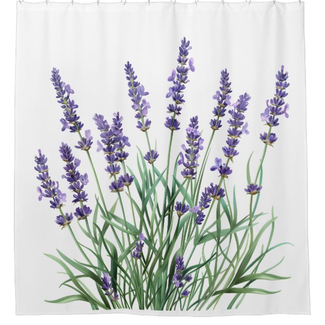 Watercolor Lavender Garden Flower Shower Curtain (Front)