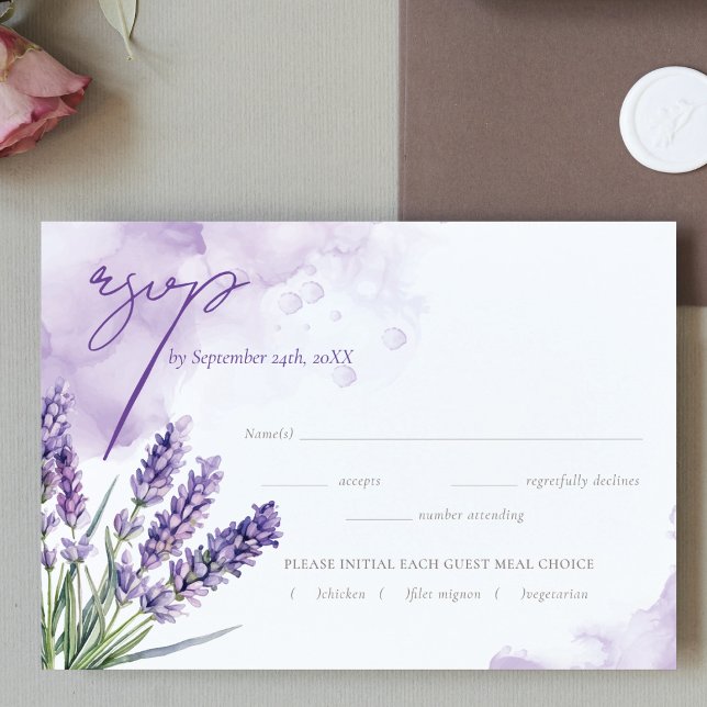 Watercolor Lavender Garden Wedding  RSVP Card (Creator Uploaded)