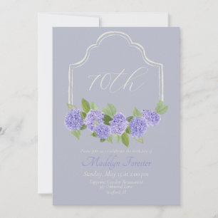 Watercolor Lavender Hydrangea 70th Birthday Invitation