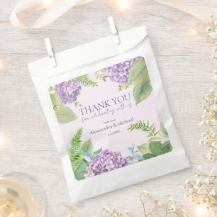 Watercolor Lavender Hydrangea Wedding Thank You Favour Bag