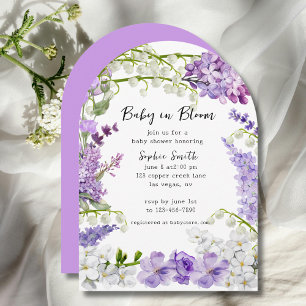Watercolor Lavender Hydrangeas Baby Shower Invitation