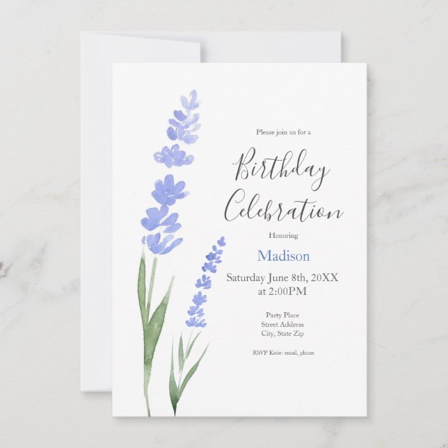 Watercolor Lavender Invitation (Front)