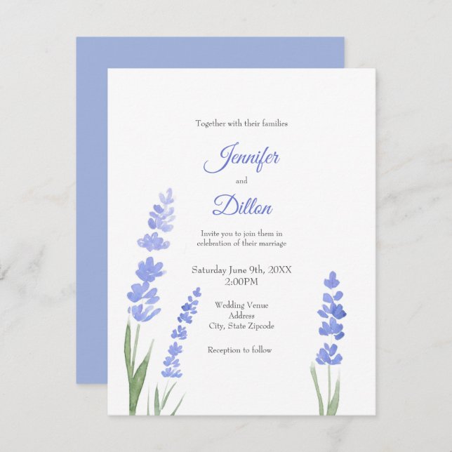 Watercolor Lavender Invitation (Front/Back)