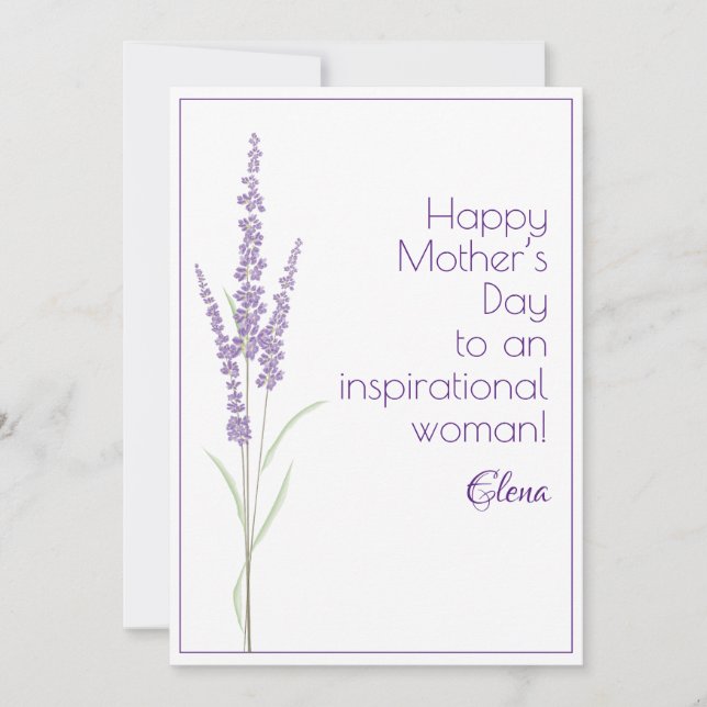 Watercolor lavender mother day holiday card (Front)