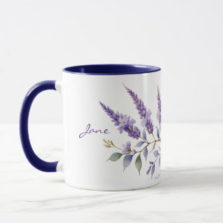 Watercolor lavender mug