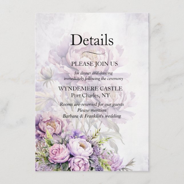 Watercolor Lavender Peony Enclosure Card (Front)