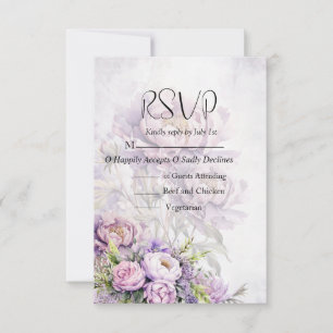 Watercolor Lavender Peony Wedding RSVP Card