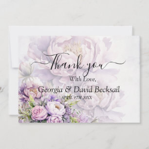 Watercolor Lavender Peony Wedding Thank You Card