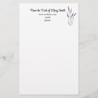 Watercolor Lavender Personalised Stationary Stationery