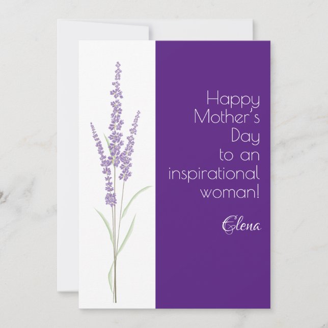 Watercolor lavender purple mother day holiday card (Front)