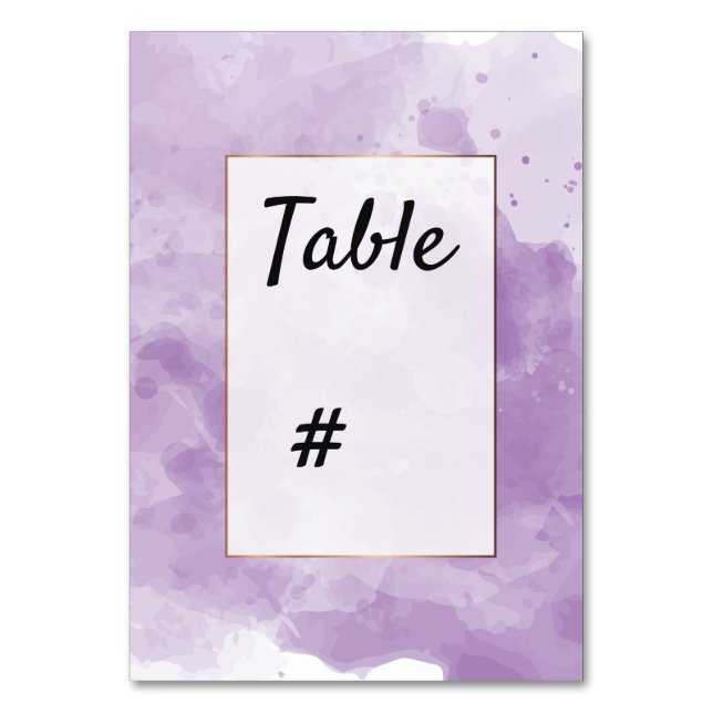 Watercolor Lavender Romantic table number (Front)